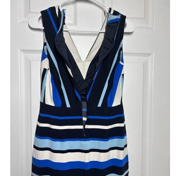 Banana Republic Women 6 V-Neck Rear Zip Blue Black Knee Length Bodycon Dress - Picture 7 of 8